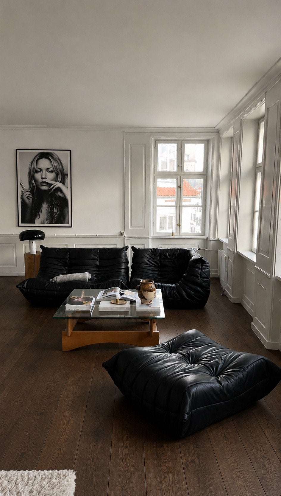 ligne roset togo poef – michel ducaroy, Ophalen, Zo goed als nieuw, Leer