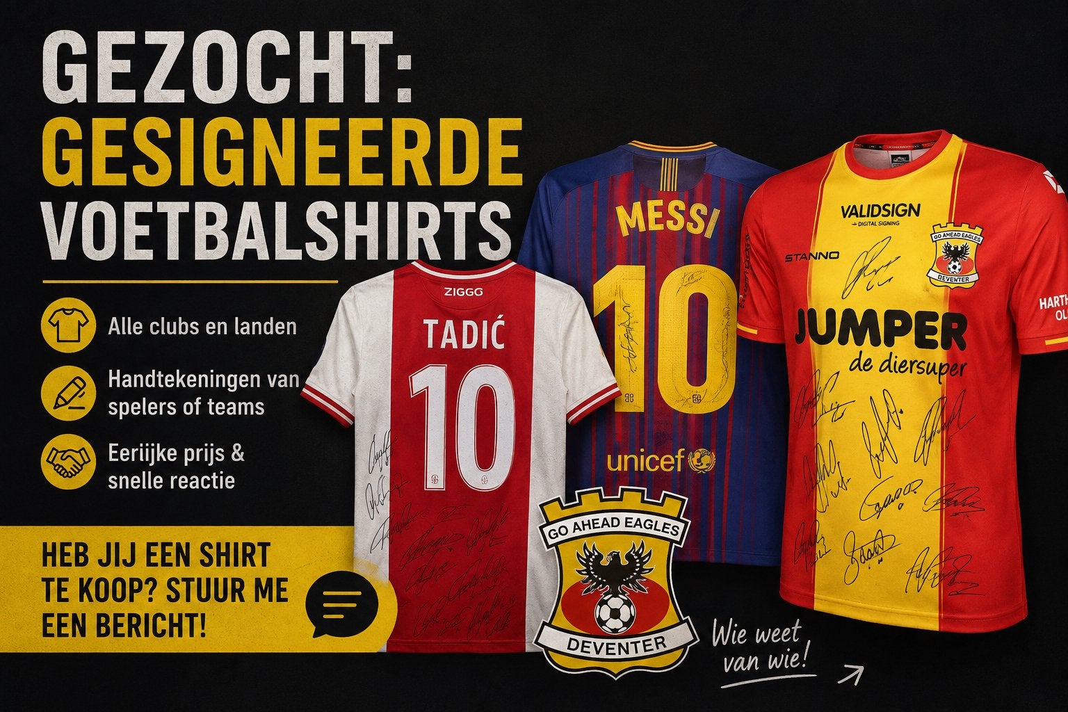 Gezocht: Gesigneerde of gedragen spelersshirts (Deventer), Ophalen, Gebruikt, Shirt