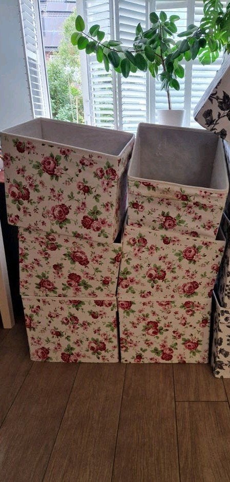 Opbergdozen KALLAX met rozenprint - set van 6, Ophalen, Overige materialen, Minder dan 50 cm, Gebruikt