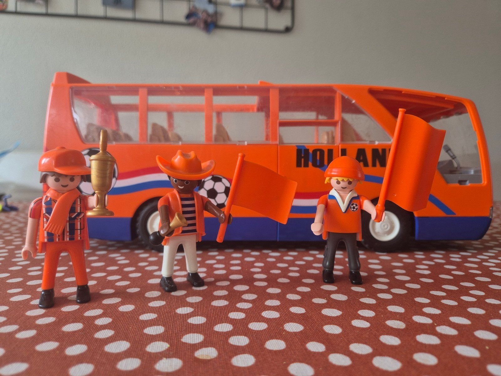 Playmobil Oranje WK Voetbal Bus met 3 Poppetjes, Ophalen, Gebruikt