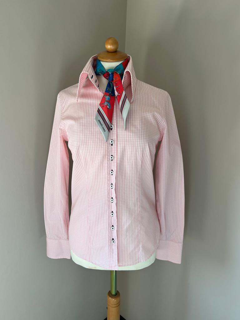 Vittorio Marchesi ruit blouse lichtroze wit mt 34/36, Ophalen of Verzenden, Zo goed als nieuw, Maat 34 (XS) of kleiner, Roze