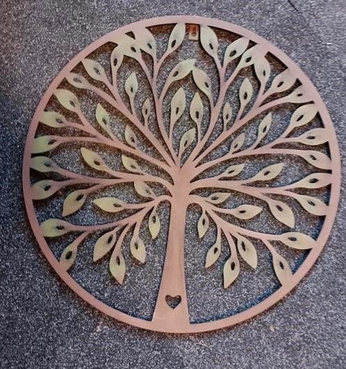 Metalen wanddecoratie levensboom Ø 52 cm, Tuin en Terras, Verzenden, Nieuw