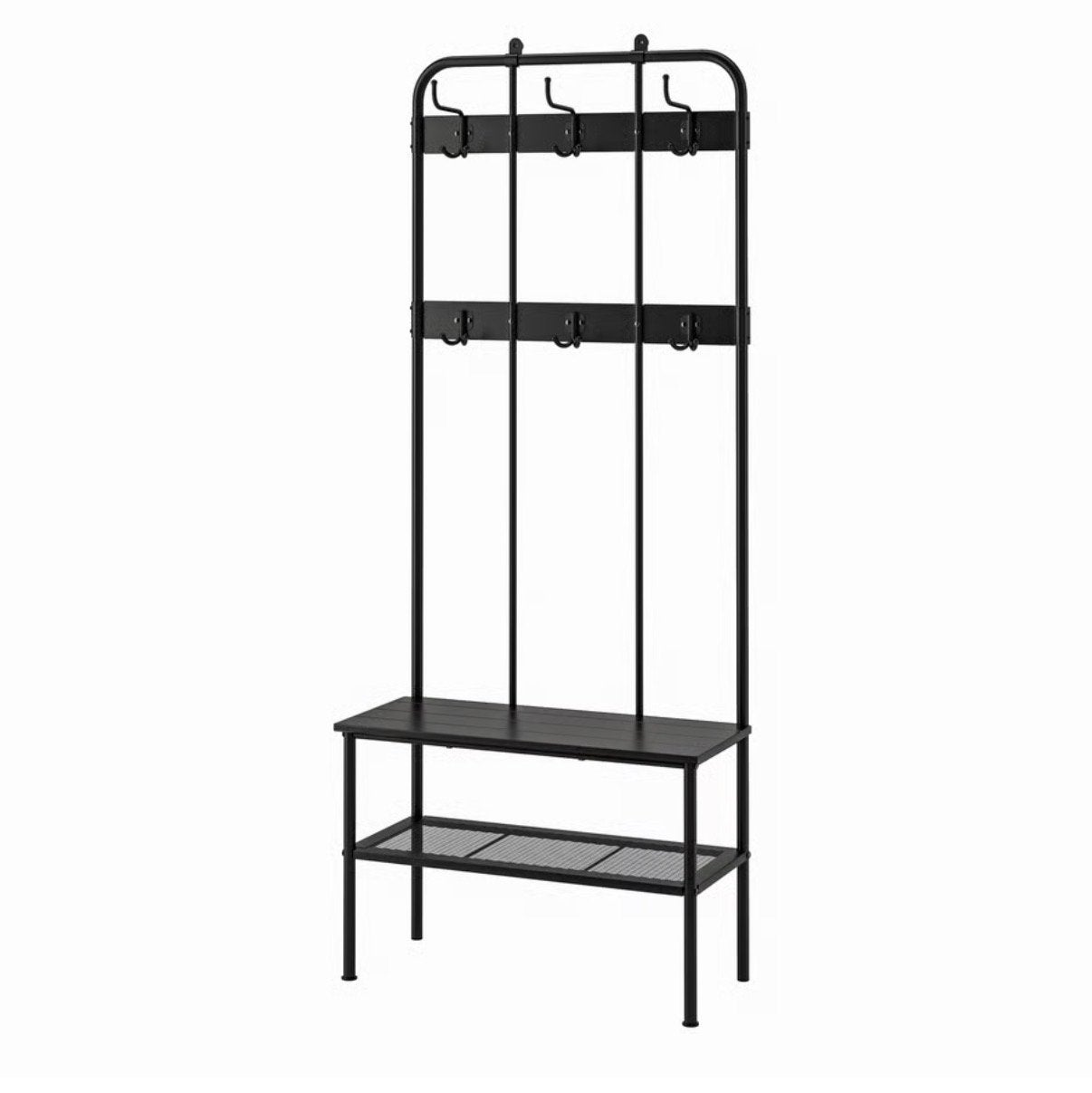 IKEA NIPÅSEN Kapstok met bank en schoenenrek, zwart, Ophalen, Zo goed als nieuw, Metaal, Staande kapstok