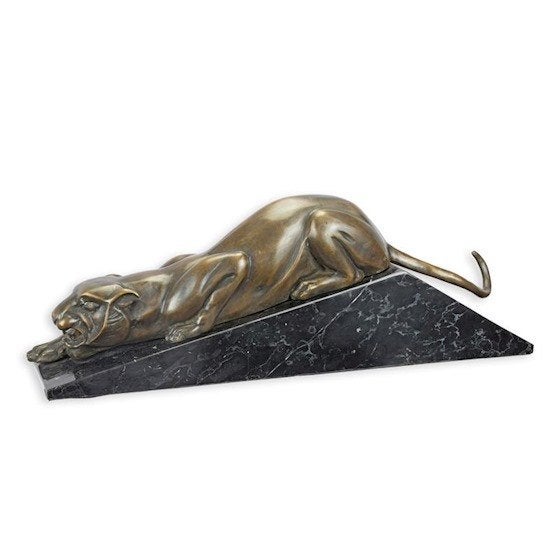 bronzen beeld van een panter, Overige onderwerpen, Brons, Beeld, Europa
