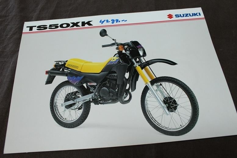 Suzuki TS50XK 1993 bromfiets verkoop folder TS50 XK, Ophalen of Verzenden, Zo goed als nieuw