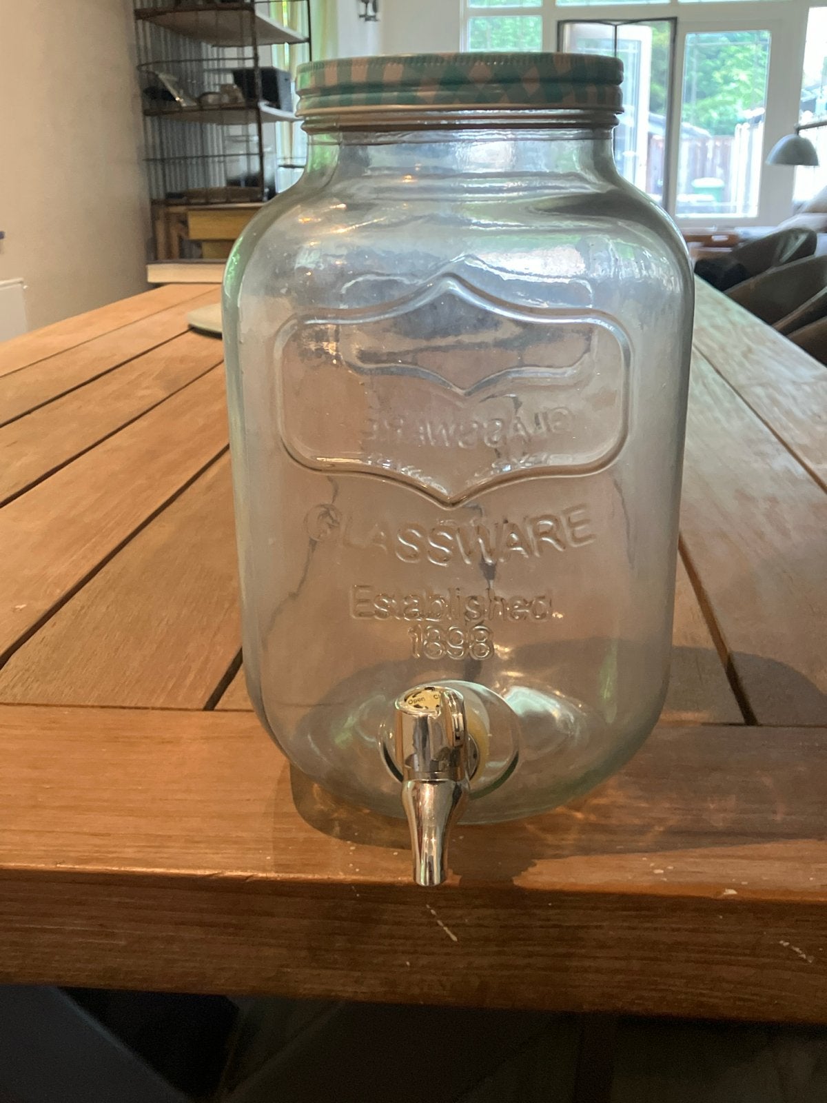 Glazen drankdispenser met kraantje, Overige typen, Ophalen of Verzenden, Gebruikt, Glas