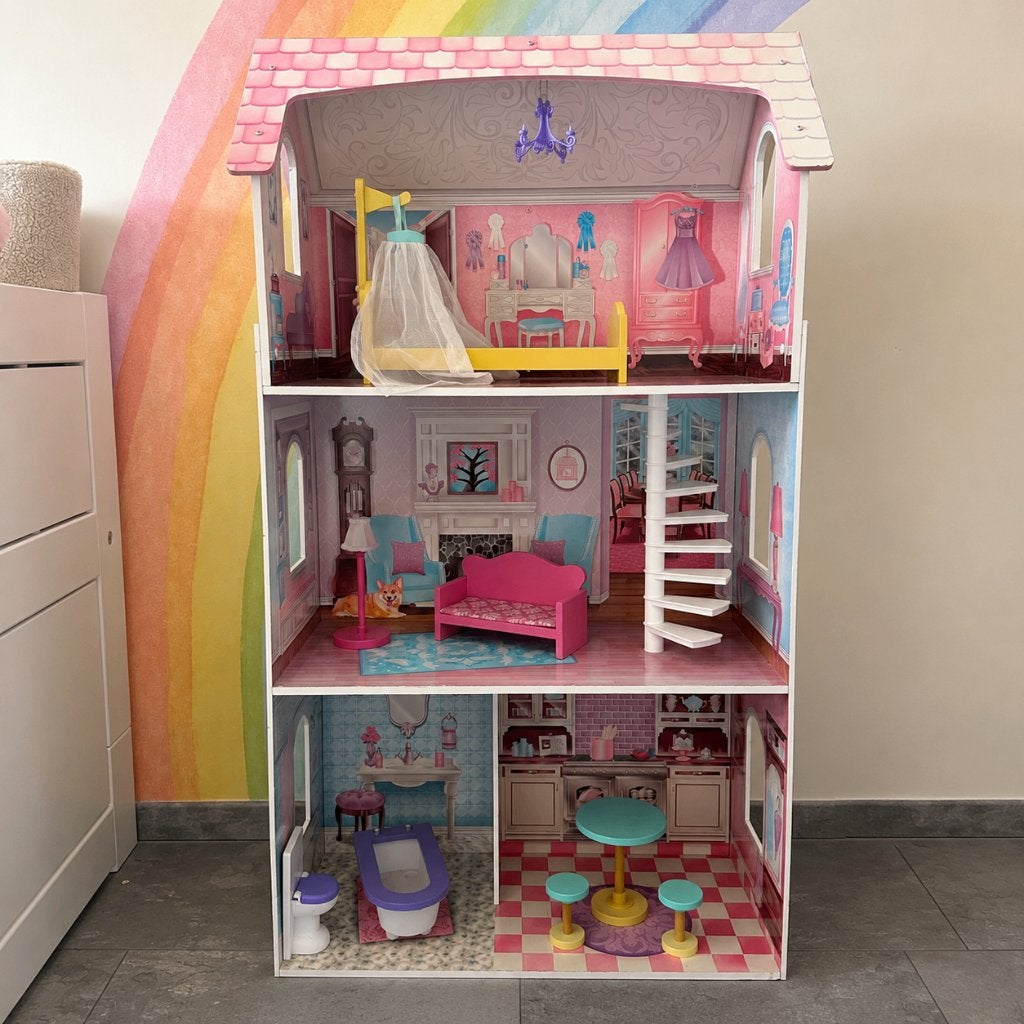 Groot Houten KidKraft Penelope Poppenhuis (voor Barbies), Ophalen, Gebruikt, Poppenhuis