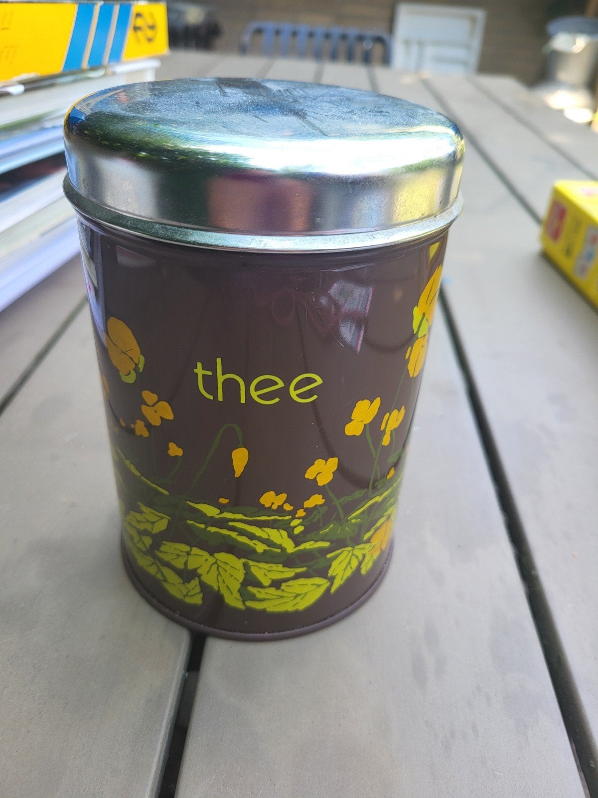 Vintage Brabantia Theeblik 'Boterbloem' Jaren '70, Ophalen of Verzenden