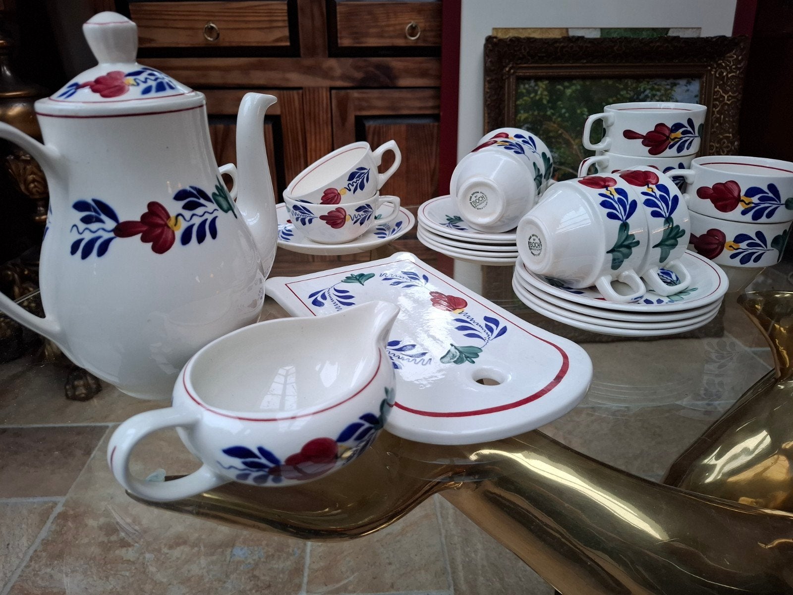 Boch Boerenbont servies delen in nieuwstaat, Antiek en Kunst, Antiek | Servies los, Ophalen of Verzenden