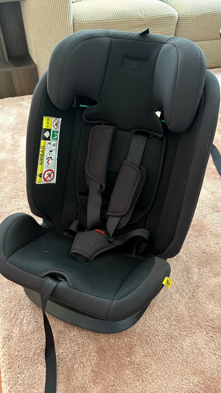 Novi Vigo autostoel 0-36 kg - Zwart, Autogordel of Isofix, Afneembare rugleuning, Zo goed als nieuw, Ophalen