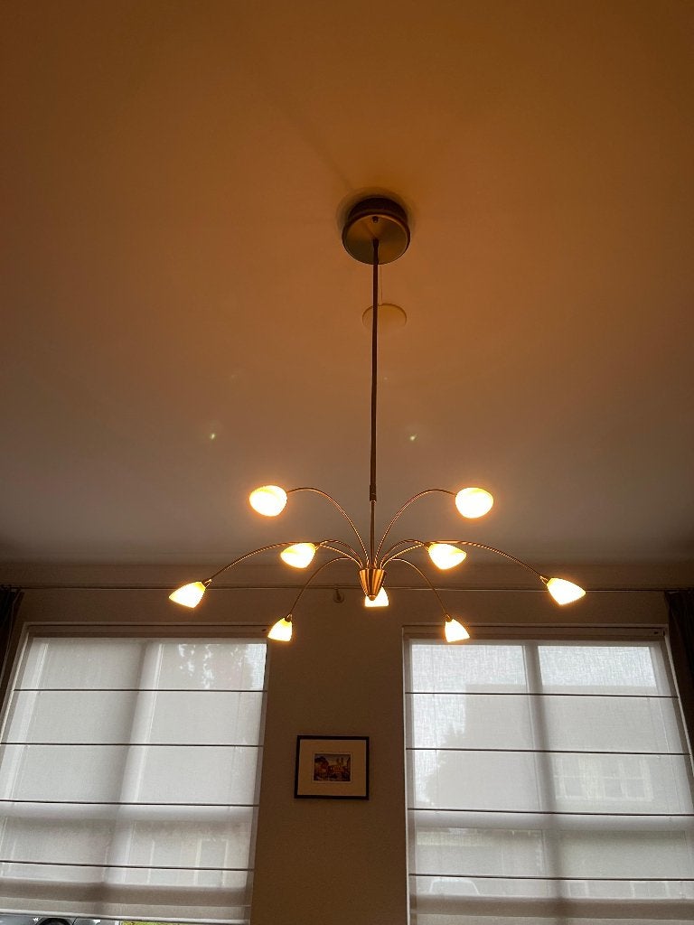 Mooie hanglamp van het merk Steinhauer met 9 LED lichtpunten, Ophalen, Zo goed als nieuw, Glas, Overige fittingen