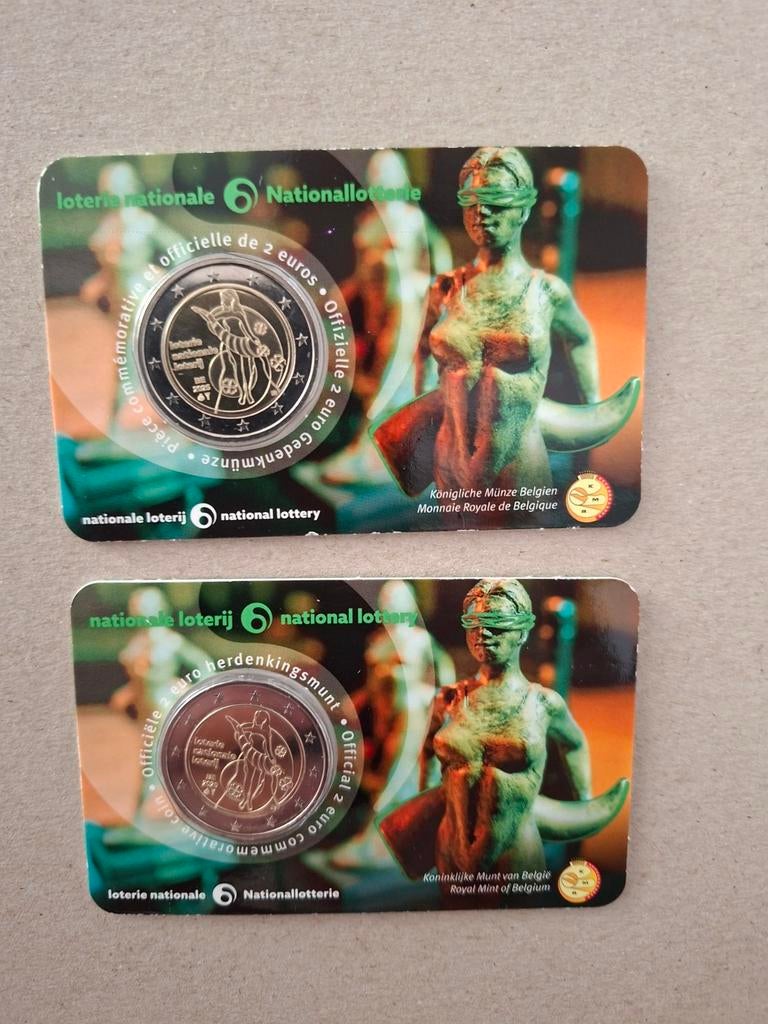 België 2x2 euro Nationale Loterij coincard NL/FR 2025, Ophalen of Verzenden, Metaal, Setje