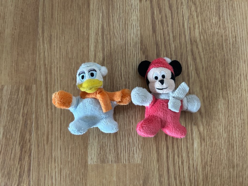 2 ieniemienie Disney knuffeltjes, Ophalen of Verzenden, Mickey Mouse, Gebruikt, Beeldje of Figuurtje