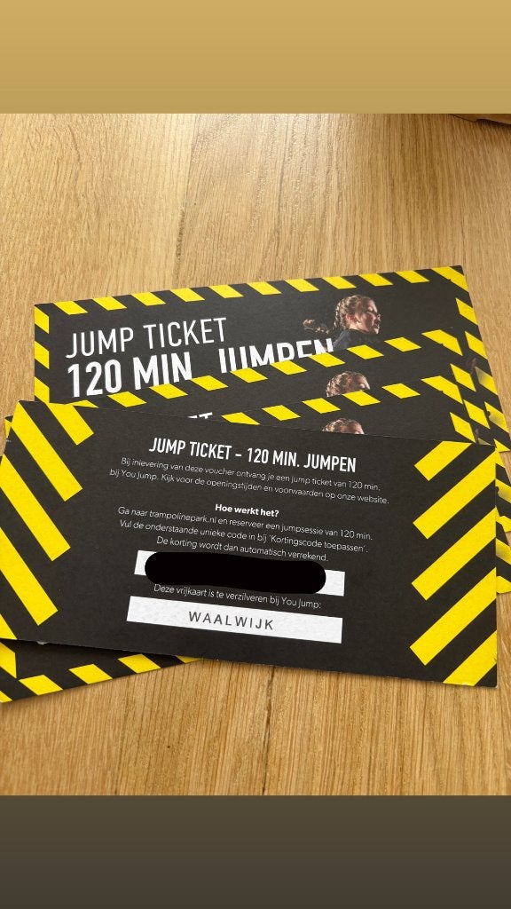 4 Jump XL tickets, Drie personen of meer, Ticket of Toegangskaart