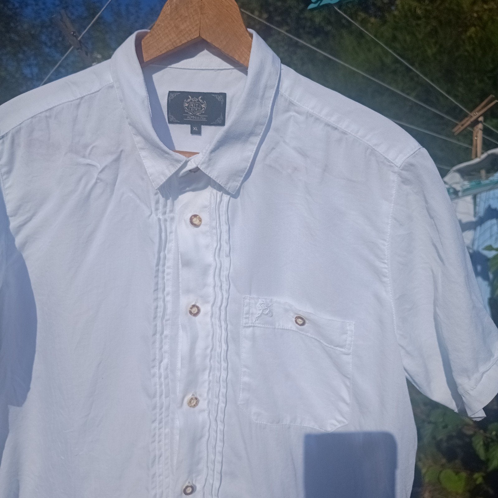 Alpin de Luxe XL 43 44 Tiroler trachten overhemd Oktoberfest, Ophalen of Verzenden, Gedragen, Maat 56/58 (XL)