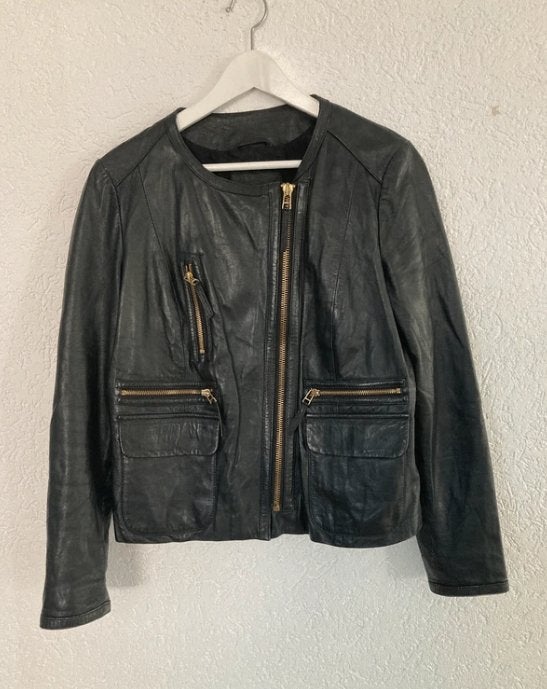 Leren jas zwart, Kleding | Dames, Jassen | Zomer, Mango, Zwart, Maat 46/48 (XL) of groter, Ophalen of Verzenden