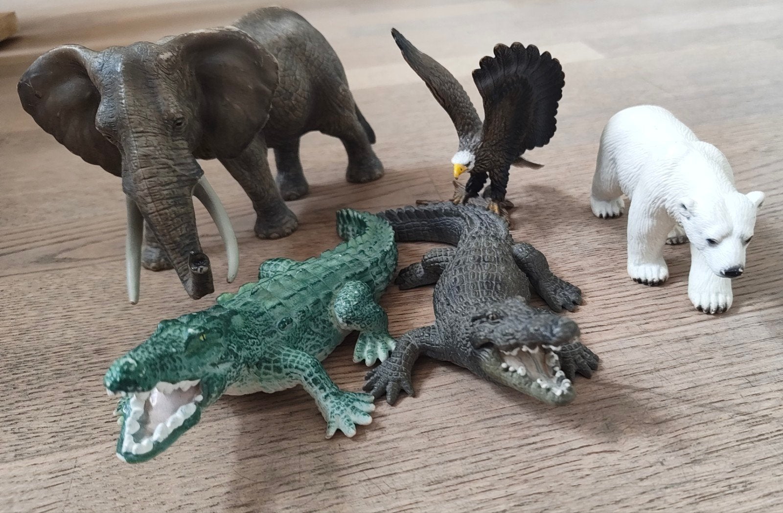 5 Schleich dieren: Olifant, Adelaar, Krokodillen, IJsbeer, Ophalen of Verzenden