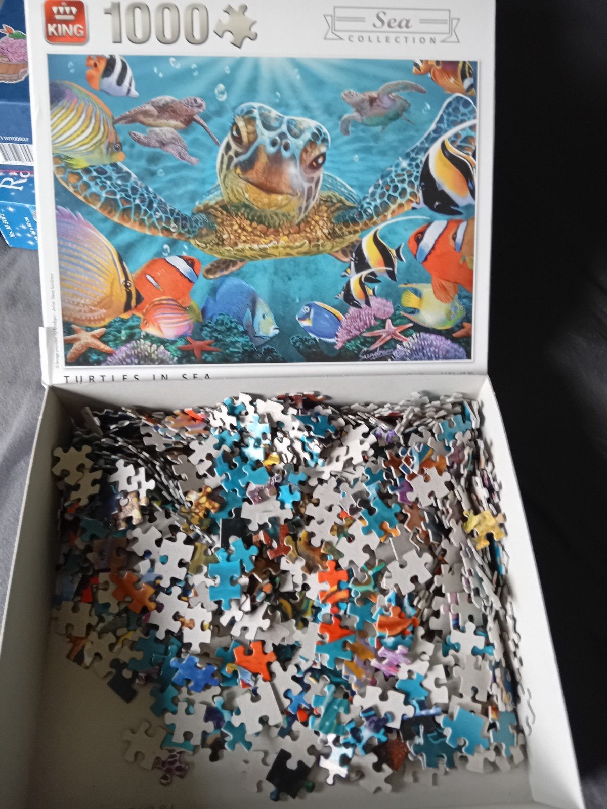 King Legpuzzel 1000 stukjes - Turtles in Sea, Ophalen, 500 t/m 1500 stukjes, Gebruikt, Legpuzzel