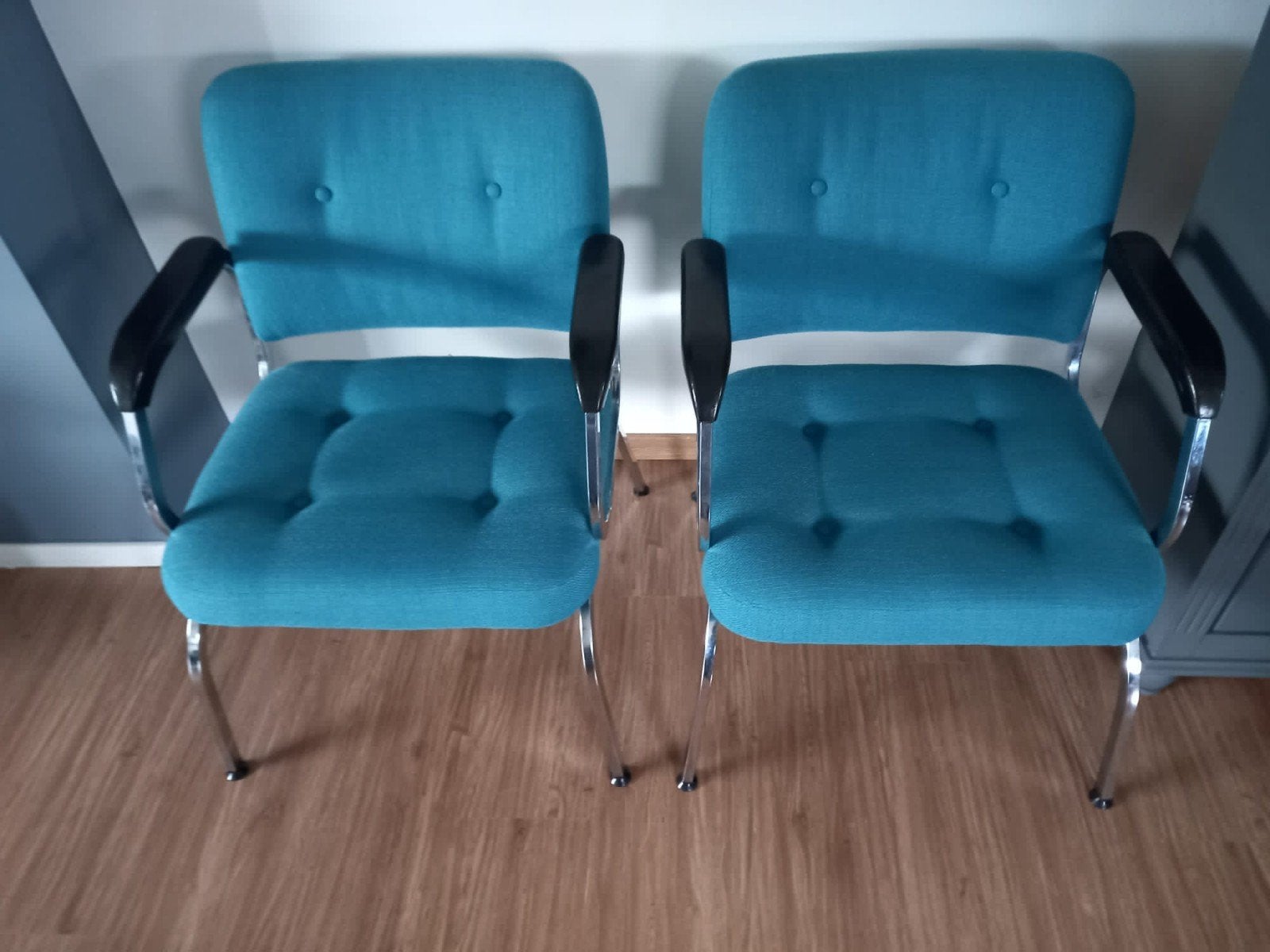 2 stoelen/fauteuils, Huis en Inrichting, Fauteuils, Ophalen, Gebruikt, Minder dan 75 cm, Stof