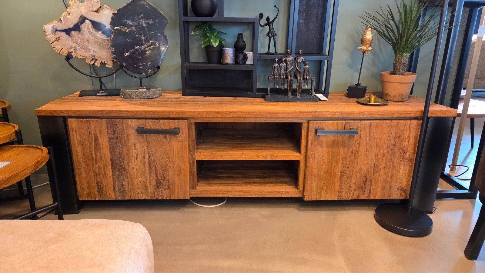 Tv dressoir teak 175cm, Ophalen, 25 tot 50 cm, Minder dan 100 cm