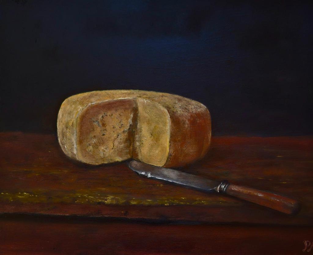 Stilleven kaas en mes, Antiek en Kunst, Kunst | Schilderijen | Klassiek, Ophalen of Verzenden