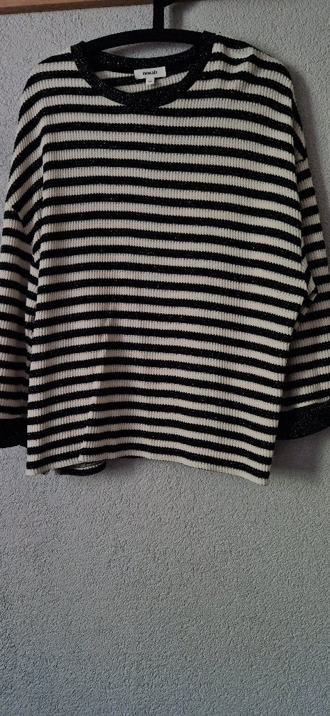 Norah top zwart/wit maat 44, Kleding | Dames, Grote Maten, Verzenden, Wit, Nieuw, Shirt of Top