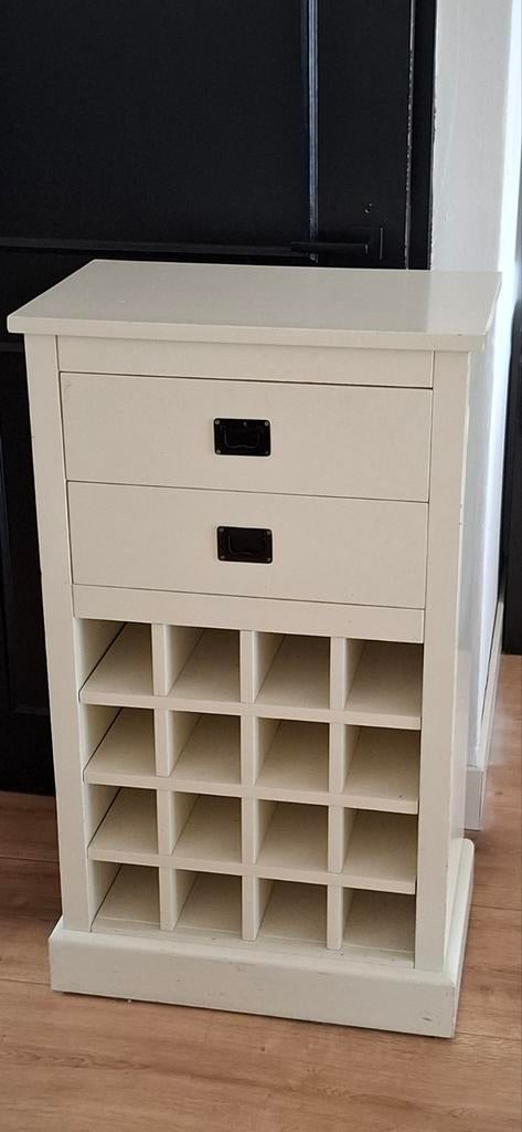 Wijnrek met lades - Crème wit, Ophalen, Gebruikt, 50 tot 75 cm, 15 tot 25 flessen