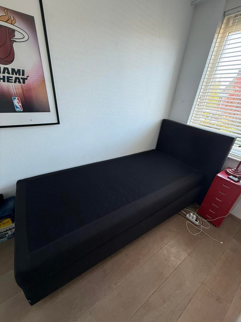 Éenpersoonsboxpring (100x220cm), Ophalen, 100 cm, Eenpersoons, Zwart