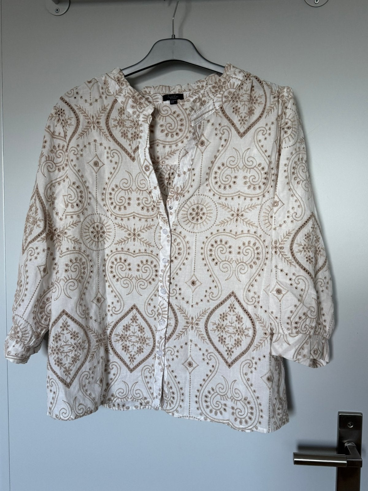 Smashed lemon katoen broderie blouse, Kleding | Dames, Ophalen of Verzenden, Zo goed als nieuw, Maat 42/44 (L), Beige