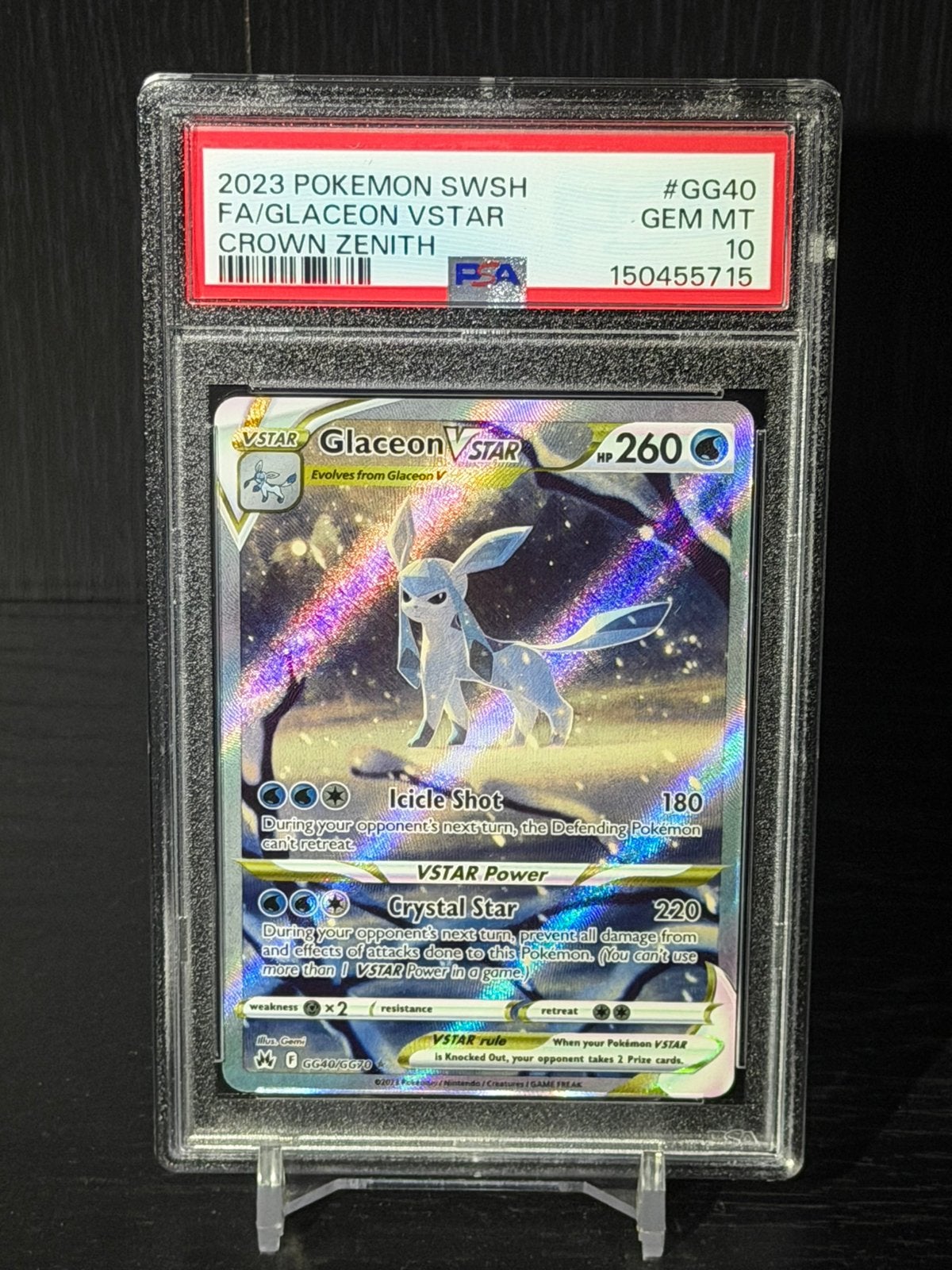 Glaceon Vstar GG40 PSA 10 Crown Zenith, Ophalen of Verzenden, Zo goed als nieuw
