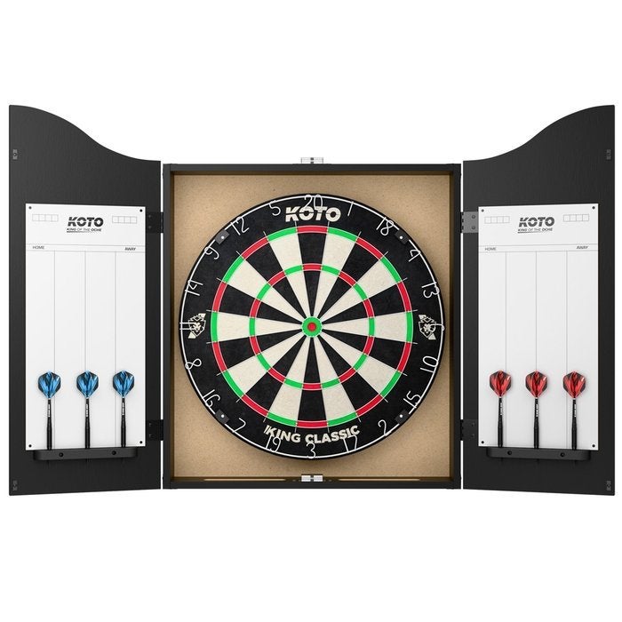 KOTO King Classic Dartbord met Cabinet en Darts - Nieuw, Sport en Fitness, Ophalen of Verzenden, Nieuw, Dartbord met pijlen