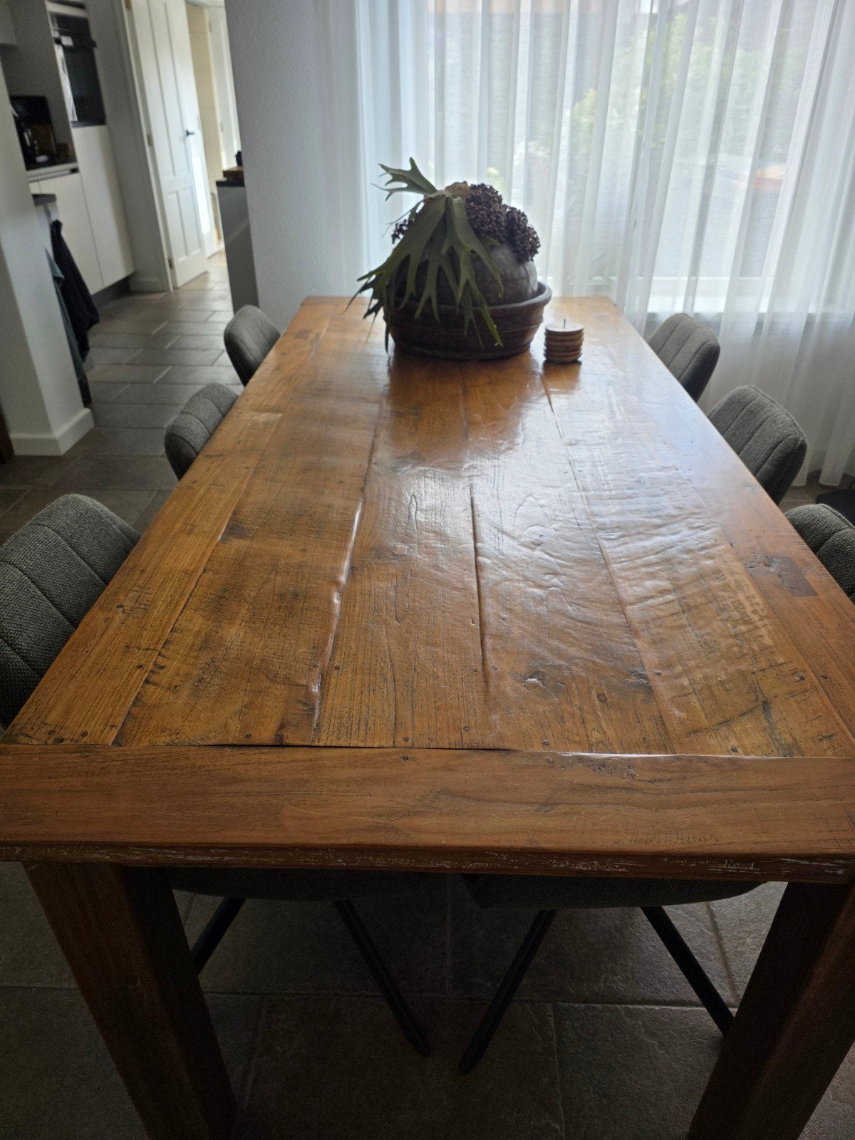 Teak houten eet tafel, Ophalen, 200 cm of meer, 50 tot 100 cm, Zo goed als nieuw