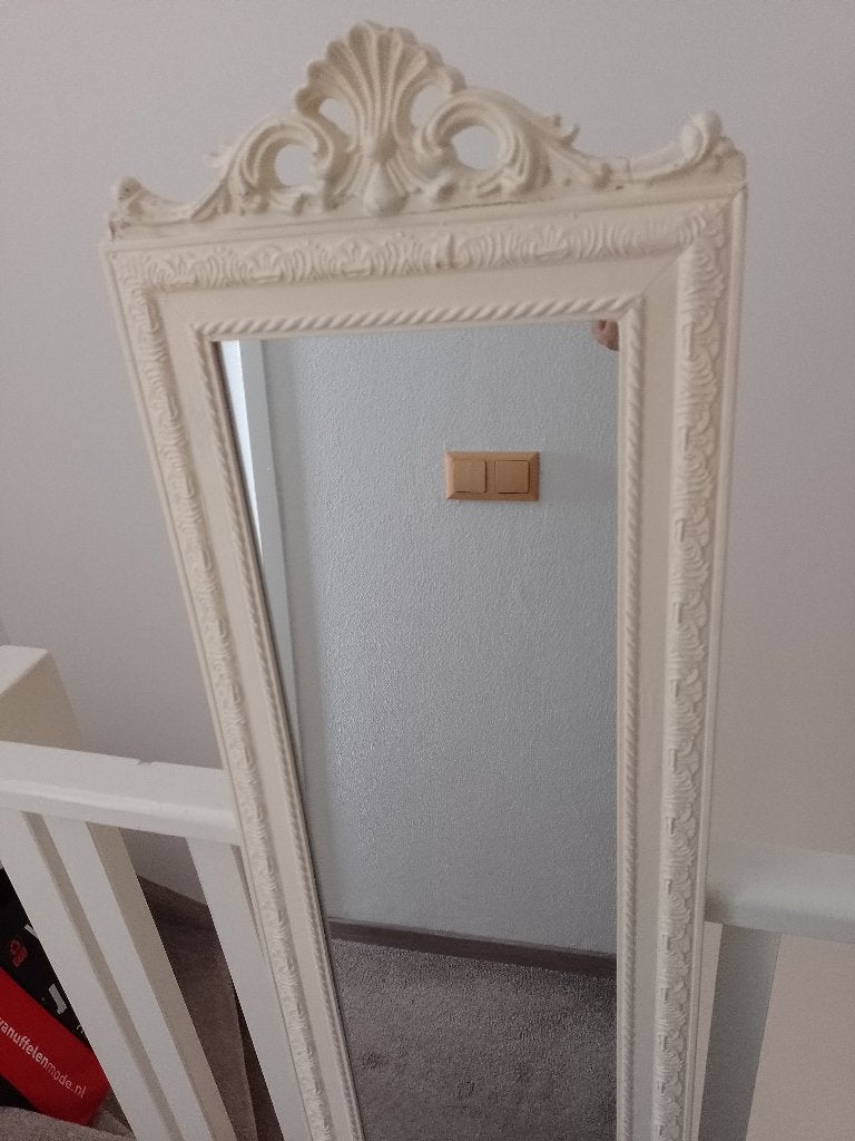 Passpiegel vintage wit, Huis en Inrichting, Woonaccessoires | Spiegels, Ophalen, Minder dan 50 cm, 100 tot 150 cm, Zo goed als nieuw