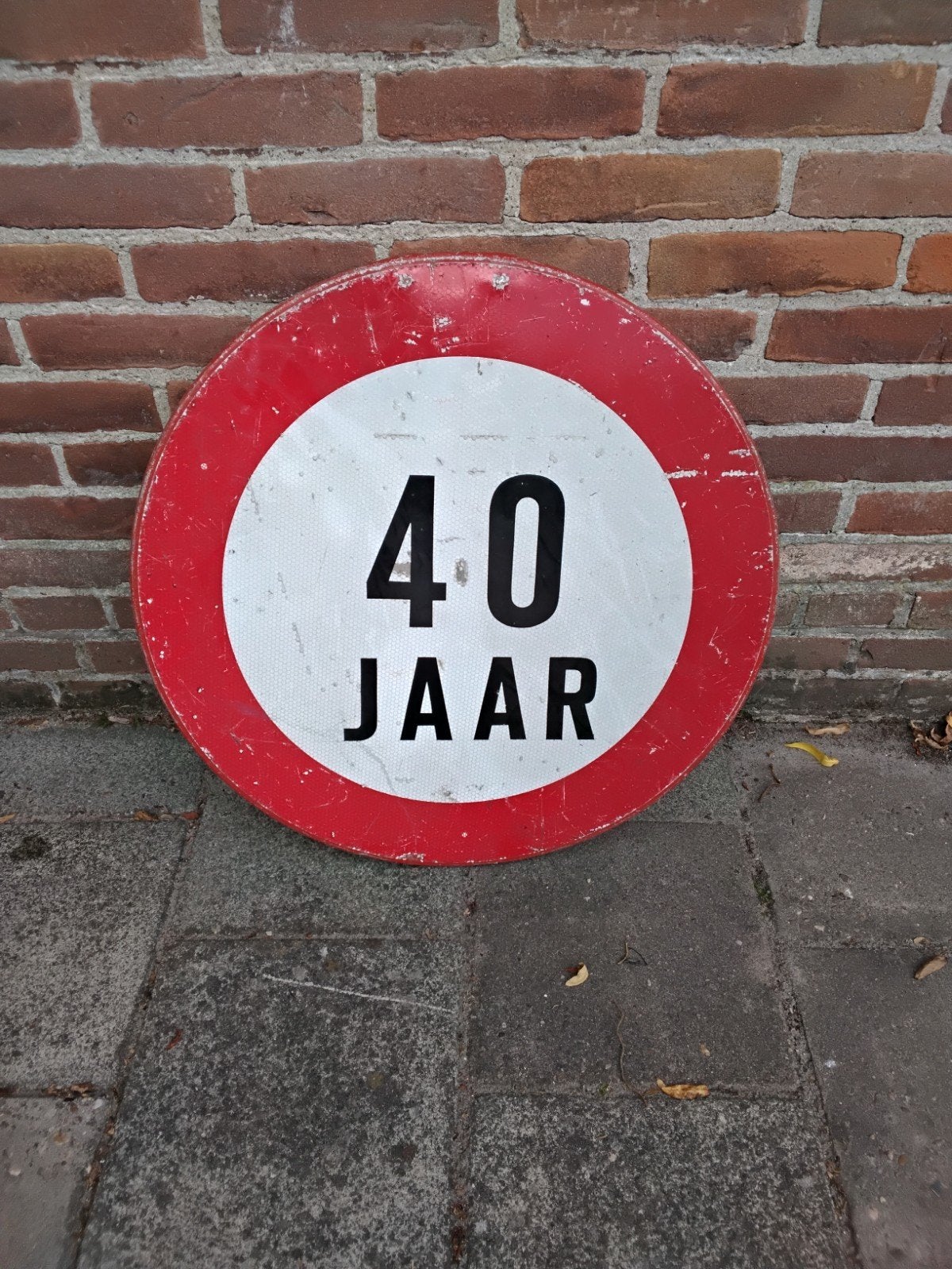 Verkeersbord 40 Jaar, decoratie, lekker duidelijk!, Ophalen, Gebruikt