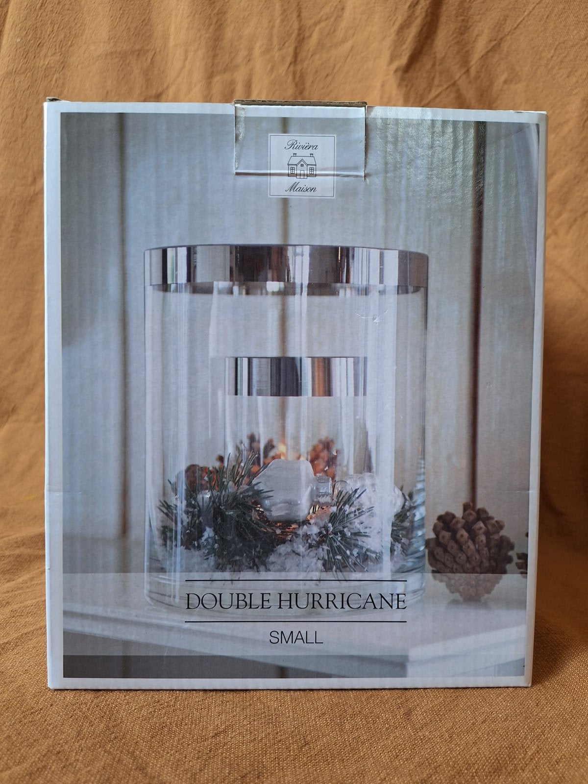 Riviera Maison Double Hurricane Small - Nieuw in doos, Windlicht, Ophalen of Verzenden, Glas, Nieuw