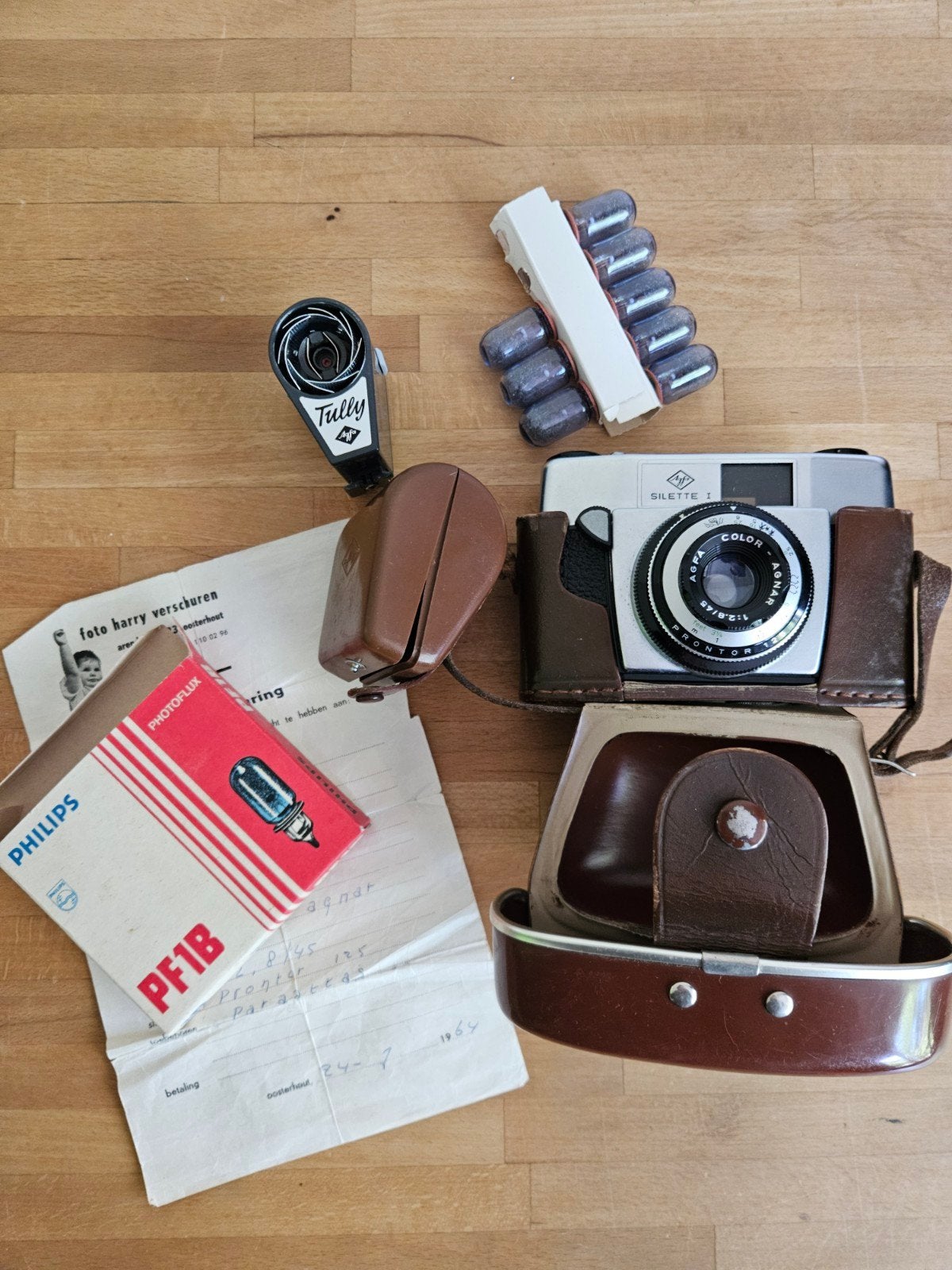 Vintage Agfa Silette I Camera met accessoires, Ophalen of Verzenden