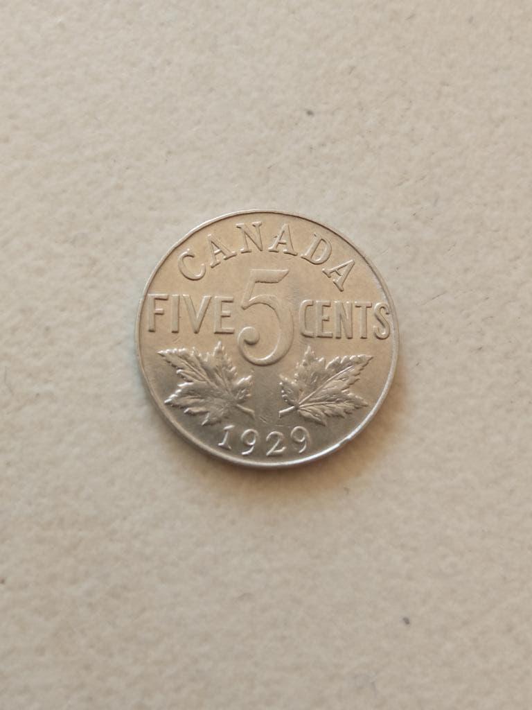 Canada 5 cent 1929., Ophalen of Verzenden, Noord-Amerika, Losse munt