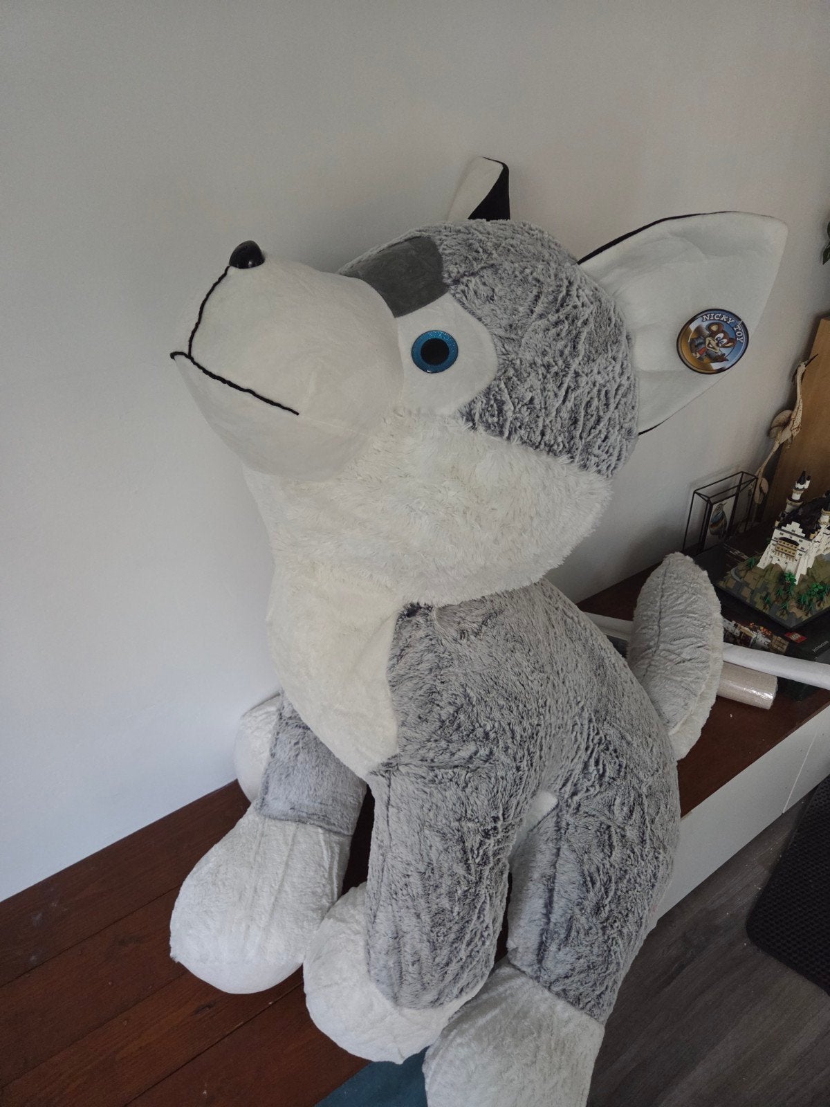 Grote Husky Knuffel - Nicky toy, Ophalen, Grijs, Hond, Zo goed als nieuw