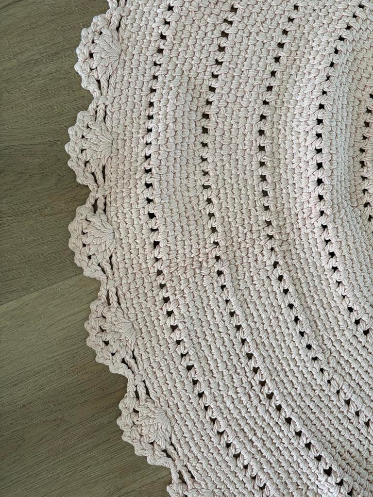 Gehaakt rond vloerkleed voor kinderkamer - Lichtroze (110 cm, Ophalen