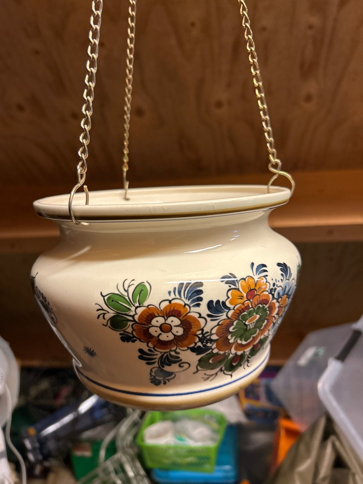 Flora Keramiek Delfts Wandhanger Bloempot Handbeschilderd, Ophalen of Verzenden