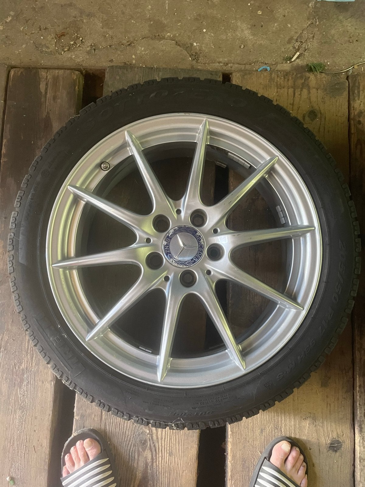 Mercedes-Benz 17 inch velgen met winterbanden, Auto-onderdelen, Ophalen, Gebruikt, Banden en Velgen, 17 inch
