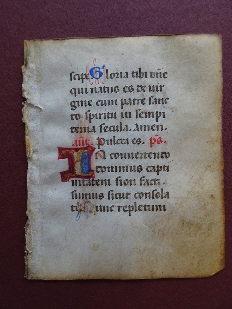 miniatuur Getijdenboek manuscript perkament 9, Italie 1400, Verzenden