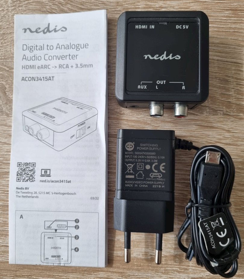 Nedis HDMI eARC naar analoog audio converter (DAC), Ophalen of Verzenden, Zo goed als nieuw