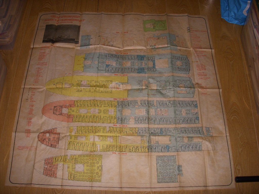 Plattegrond/hutplan Johan van Oldenbarnevelt S.M.N 1929, Verzamelen, Ophalen of Verzenden, Gebruikt, Motorboot, Kaart, Foto of Prent