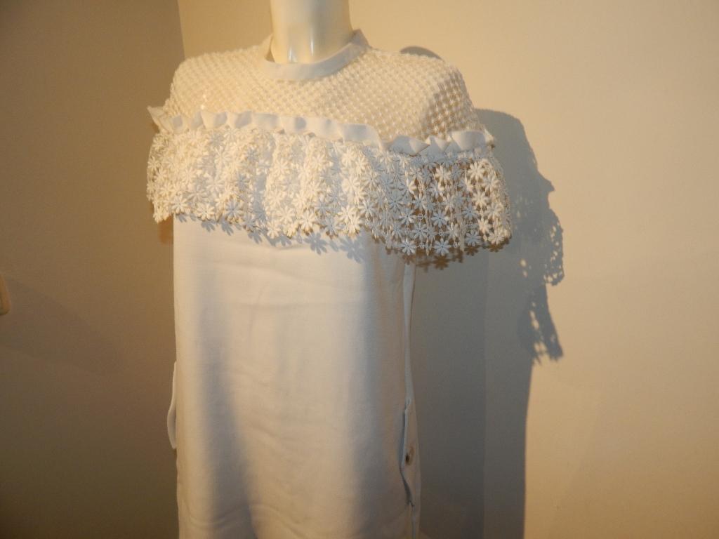 Self Portrait witte jurk bovenkant open bloemetjes roes M, Kleding | Dames, Maat 38/40 (M), Verzenden, Wit, Knielengte
