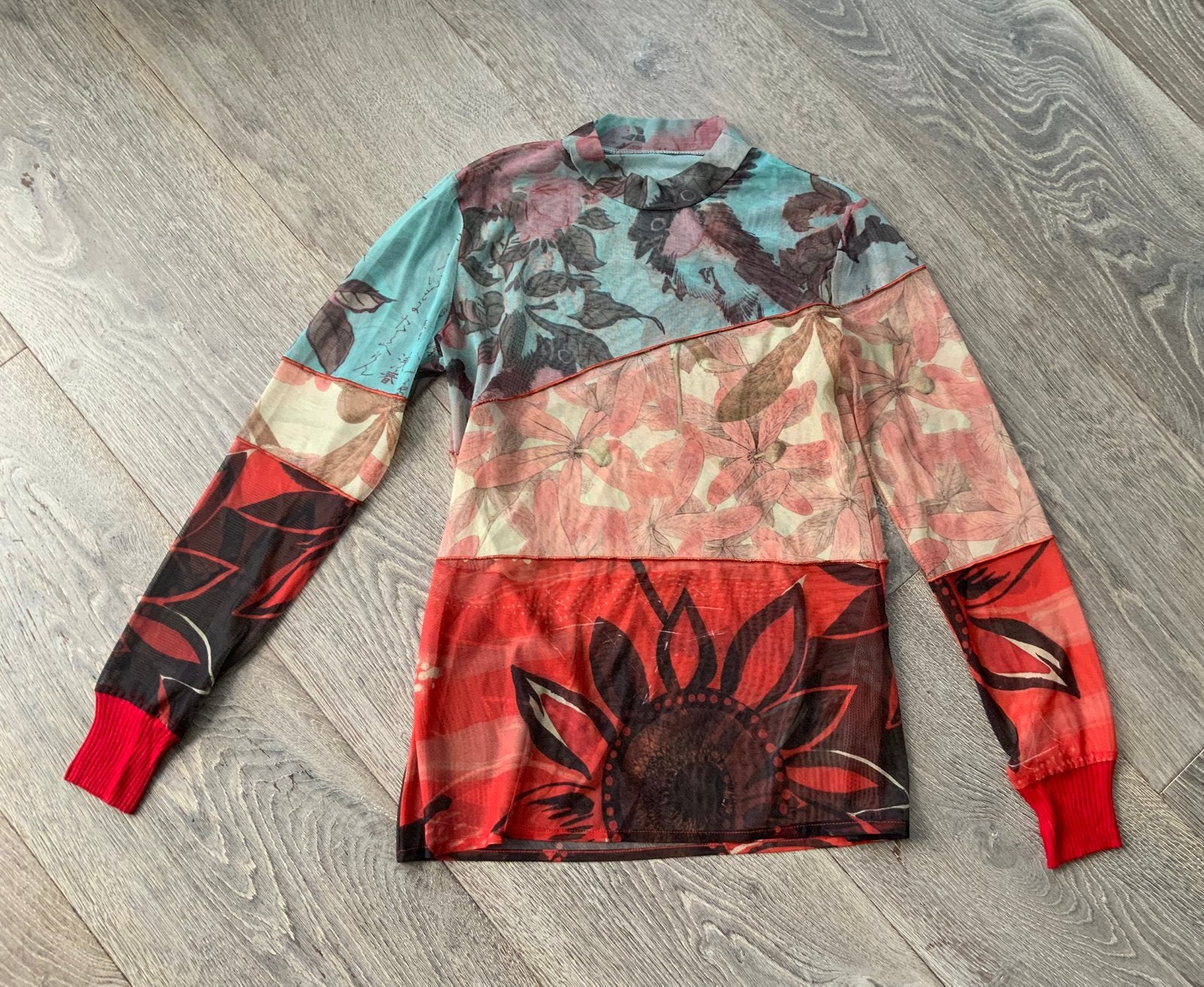 Desiqual gekleurd doorschijnend shirt mt L, Kleding | Dames, Meerkleurig, Maat 42/44 (L), Ophalen of Verzenden, Zo goed als nieuw