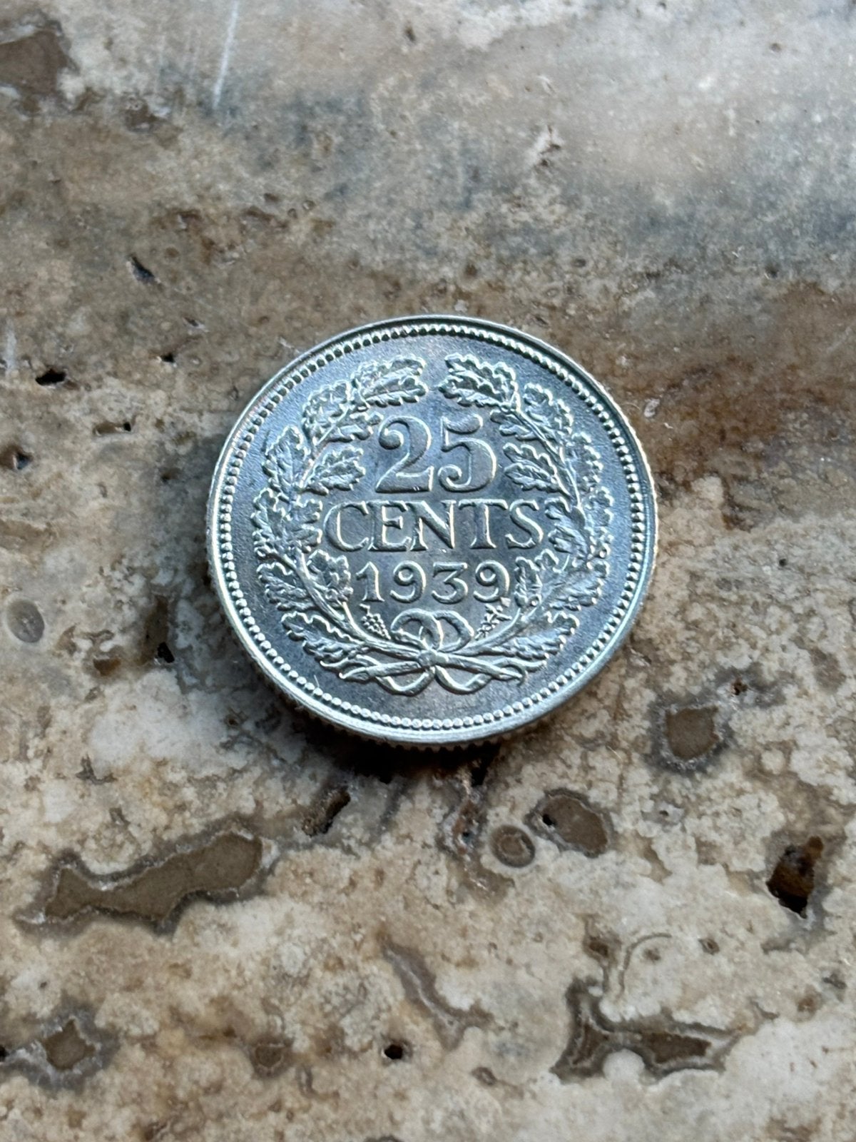 25 cent 1939 Wilhelmina, hoge kwaliteit, Postzegels en Munten, Munten | Nederland, Zilver, 25 cent, Ophalen of Verzenden, Koningin Wilhelmina