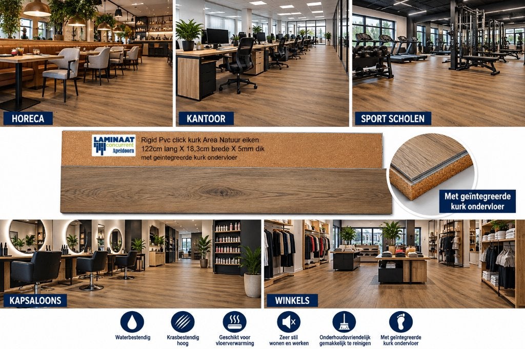 80,40m2 Pvc click Natuur integreerde kurk ondervloer = €1430, Bruin, 75 m² of meer, Nieuw, Ophalen of Verzenden