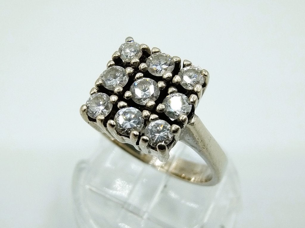 Witgouden ring bezet met 9 diamanten, ca. 0.90ct, 17 mm, Sieraden, Tassen en Uiterlijk, Ringen, Info@zilverwebsite.nl, Verzenden