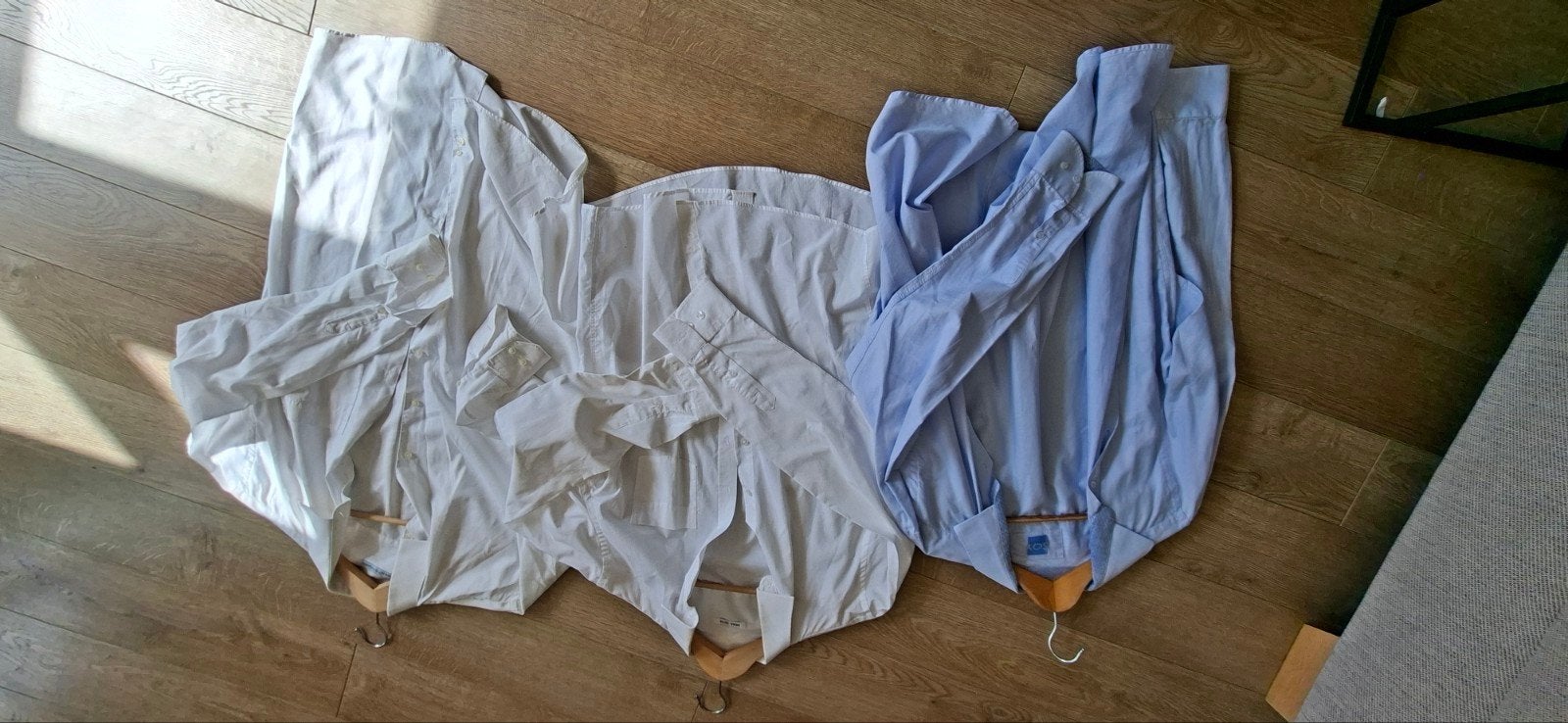 3 herenoverhemden - 2x wit, 1x blauw (maat XL), Kleding | Heren, Overhemden, Wit, Ophalen of Verzenden, SOY, Gedragen